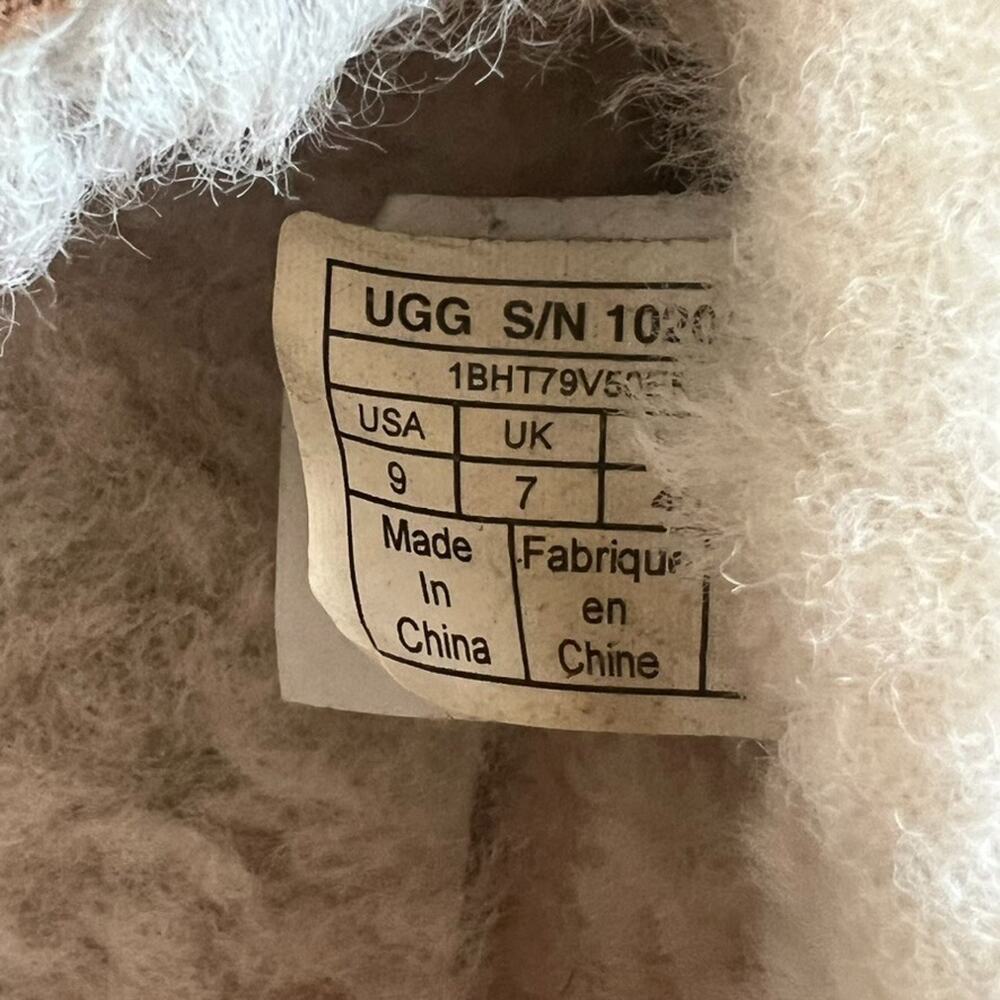 UGG Chestnut Suede Moccasin Slippers with Cream Shearling Lining - Picture 9 of 11